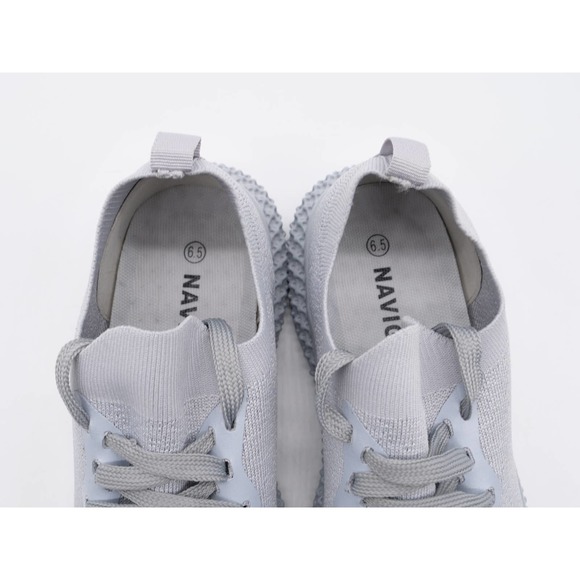 Navig8 Sneakers Womens 6.5 Shoes Gray Stretch Knit Lace Up Athletic Low Top - Picture 9 of 11